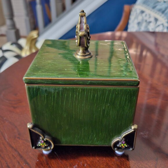 RARE JAY STRONGWATER ARABESQUE DARJEELING DESK OFFICE CRYSTAL TRINKET BOX TRAY - Picture 8 of 12